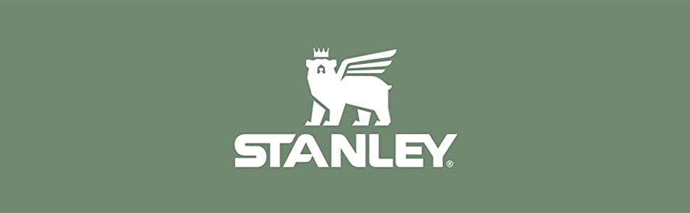 Detail shot of the Stanley logo on the Hammertone Green Pour Over Set.