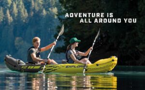 Intex 68307EP Explorer K2 Inflatable Kayak Set: Includes Deluxe 86in Aluminum Oars and High-Output Pump